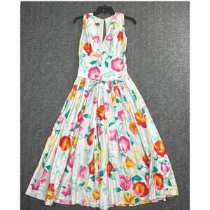 Vintage 80's Corset Lace Up Dress MOONGLOW Floral Sleeveless Size Small